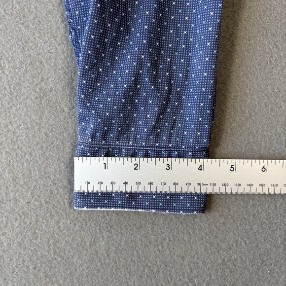 Au Noir Mens Button Up Shirt Size 4 Blue Polka Dot Flip Cuff Going Out Faded - Picture 11 of 16